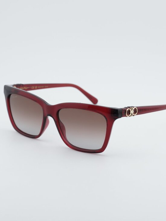 Salvatore Ferragamo SF1027S 655 Sunglasses Wine Square Frame, Brown Lenses main image 9